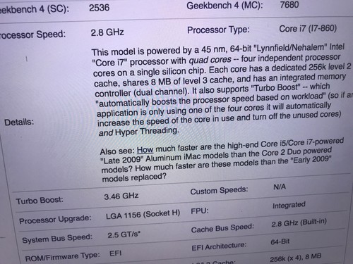 Imac a1312 2009 processore cpu - imac,